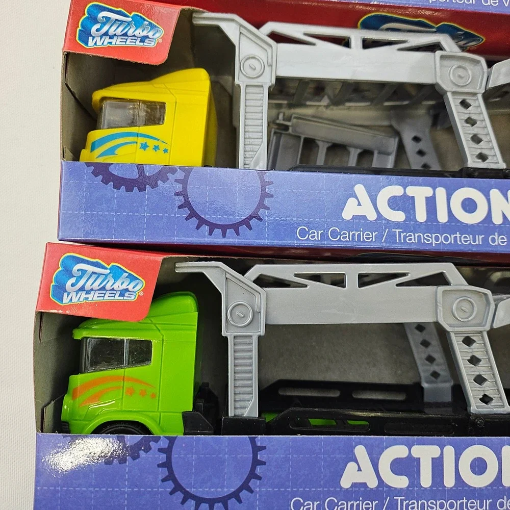 Turbo Wheels Action Car Carrier Toy Truck Lot of 3 Yellow Green‎ Transporters